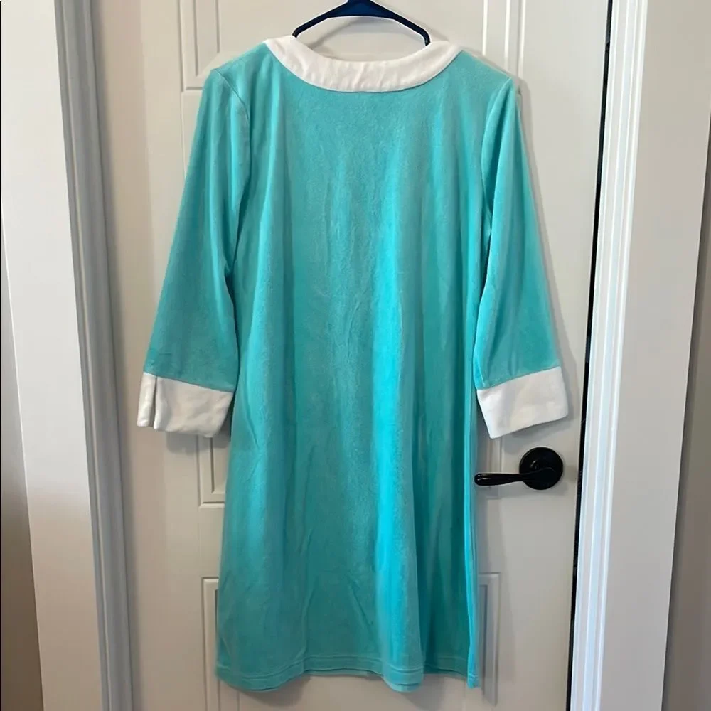 Lilly Pulitzer Turquoise and White V-Neck Terry Dress